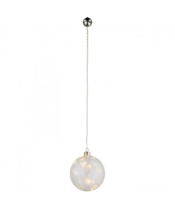 GLOBO LIGHTING Suspension LED Boule avec Interrupteur  Inclus 2 piles CR2450  Ř 12 x H 67 cm  Blanc