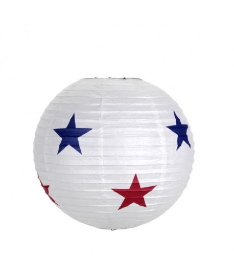 Lustre  suspension boule papier enfant Star diametre 35 cm rouge et bleu