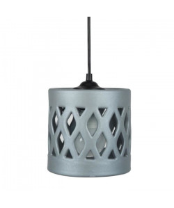 COVO   Lustre  suspension céramique, diametre 14,5 cm,cylindre trous hexagone, aluminium