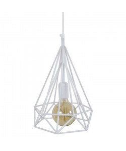 TRYLIS    Lustre  suspension fil métal, diametre 23 cm, blanc