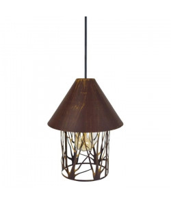 Lustre  suspension cône métal et cylindre Rabat Ř25 cm E27 60W marron