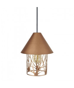 Lustre  suspension cône métal et cylindre Rabat Ř25 cm E27 60W cuivrée