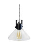 Lustre  suspension cloche métal Poulie Ř25 cm E27 60W transparent et noir