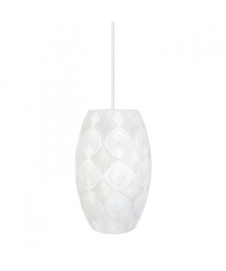 Lustre  suspension polyester décor ikat PowHow Ř15,5 cm E27 60W blanc