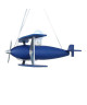 AVION Suspension bois hetre tôle métal  40x40x60 cm  Bleu