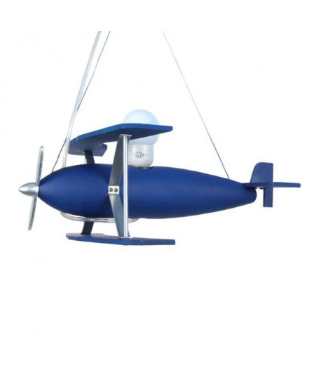 AVION Suspension bois hetre tôle métal  40x40x60 cm  Bleu