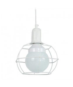 HEX GLOBE Suspension fil acier  18x18x80 cm  Blanc