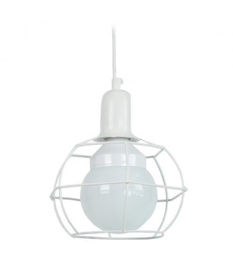 HEX GLOBE Suspension fil acier  18x18x80 cm  Blanc