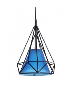 VITRALYS Suspension acier verre 23x23x90 cm Noir / Bleu