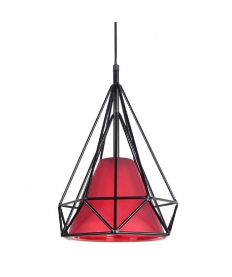 VITRALYS Suspension acier verre 23x23x90 cm Noir / Rouge