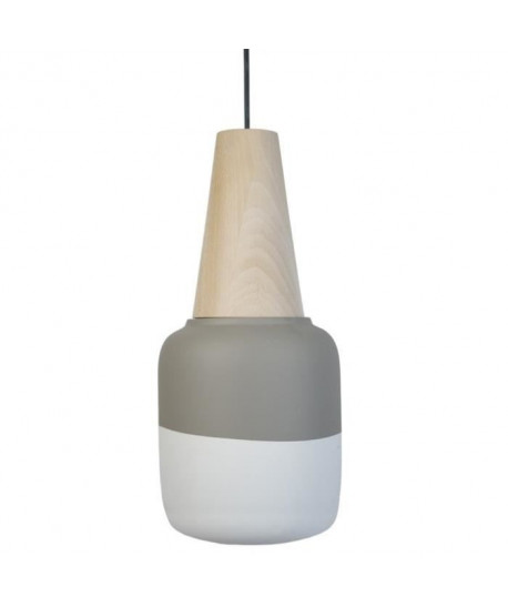 VOLOS Suspension céramique 20x20x90 cm Taupe / Bois