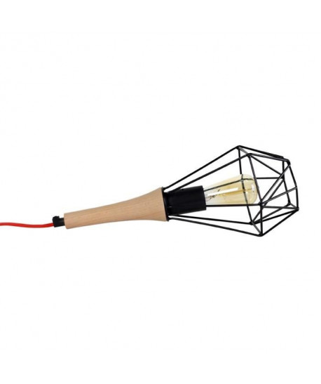 OLYMPIA Lampe baladeuse Bois hetre   15x15x35cm  Noir /Rouge