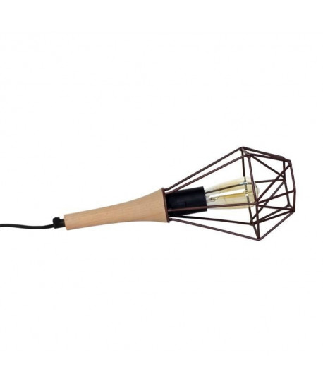 OLYMPIA Lampe baladeuse Bois hetre  15x15x35cm Marron/Noir