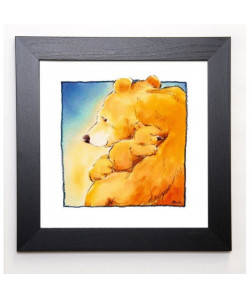 MAKIKO Image encadrée Mother Bear\'s Love 1 37x37 cm Jaune