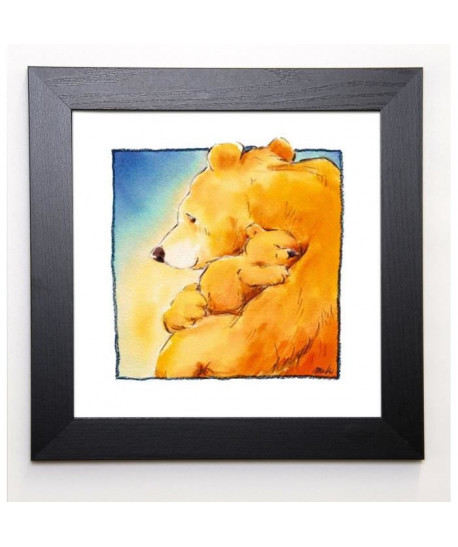 MAKIKO Image encadrée Mother Bear\'s Love 1 37x37 cm Jaune