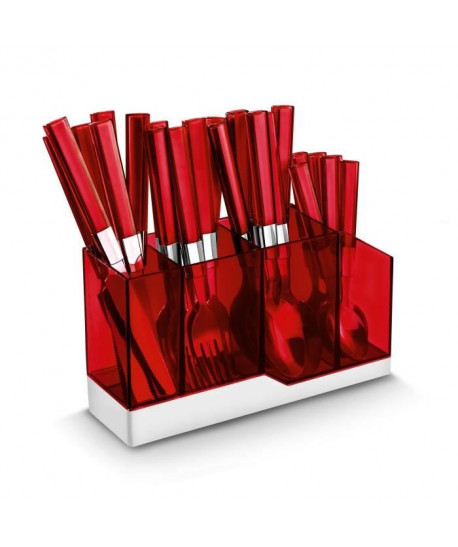 LA TABLE D\'ALBERT Ménagere 24 pieces  Cristal Rouge