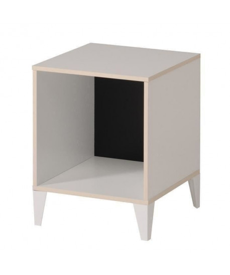 KAREA Cube de rangement 1 case scandinave décor blanc et acacia clair  L 36 cm