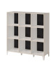 KAREA Cubes de rangement 9 cases scandinave décor blanc et acacia clair  L 104 cm