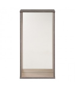 Etagere décorative rectangle CARA avec miroir 29x58x19 cm décor chene brooklyn et pin brűlé