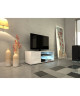KORA Meuble TV avec éclairage LED contemporain laqué blanc  L 100 cm