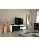 KORA Meuble TV LED contemporain blanc et noir brillant  L 118 cm