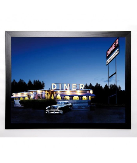 MCLOUGHLIN Image encadrée Throughway Diner 67x87 cm Bleu