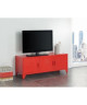 CAMDEN Meuble TV industriel en métal rouge laqué  L 120 cm