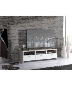 FINLANDEK Meuble TV HELPPO contemporain décor chene et blanc  L 120cm