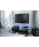 KOSMO 2 Meuble TV avec LED contemporain blanc et noir brillant  L 97 cm