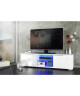 STUDIO Meuble TV avec LED contemporain blanc brillant  L 140 cm