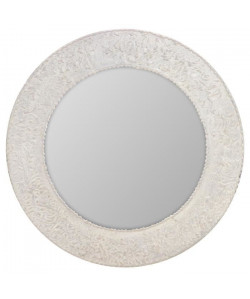 VERONA Miroir rond MDF Ř 80 cm Blanc et creme