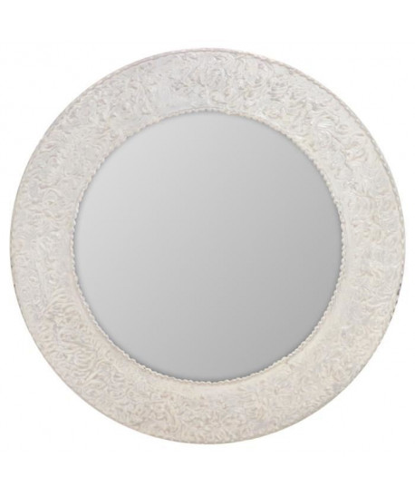 VERONA Miroir rond MDF Ř 80 cm Blanc et creme