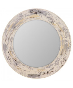 VERONA Miroir rond MDF Ř 80 cm Marron, gris et creme