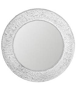 VERONA Miroir rond MDF Ř 80 cm Blanc et argenté