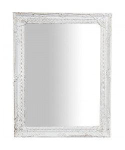 Miroir mural moderne en bois  36,5 x 47 x 3 cm  Finition blanc antique