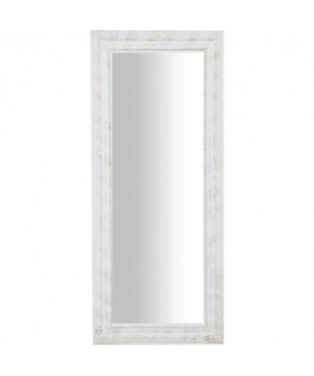 Miroir mural moderne en bois  35 x 82 x 2 cm  Finition blanc antique