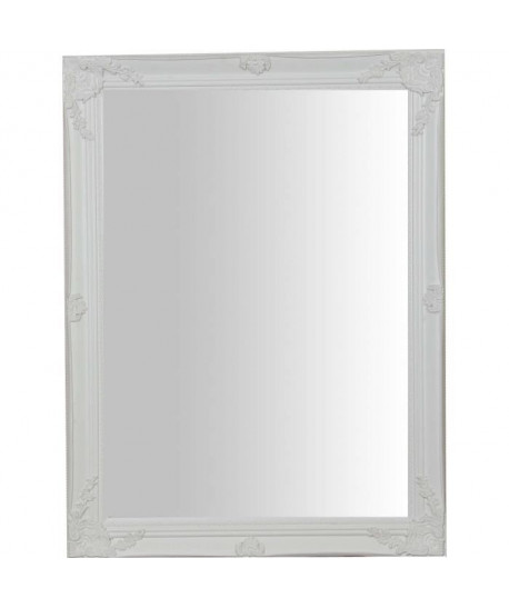 Miroir mural moderne en bois  62 x 82 x 3 cm  Finition blanc antique