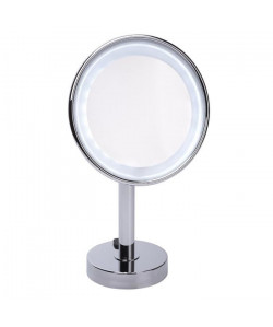 GERSON Miroir grossissant a poser lumineux LED  Chromé  Ř 20 cm  H36 cm