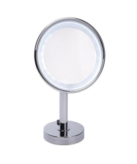 GERSON Miroir grossissant a poser lumineux LED  Chromé  Ř 20 cm  H36 cm