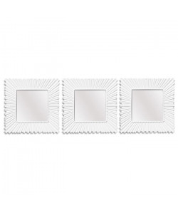 Lot de 3 miroirs carrés classiques  Blanc  25x25 cm