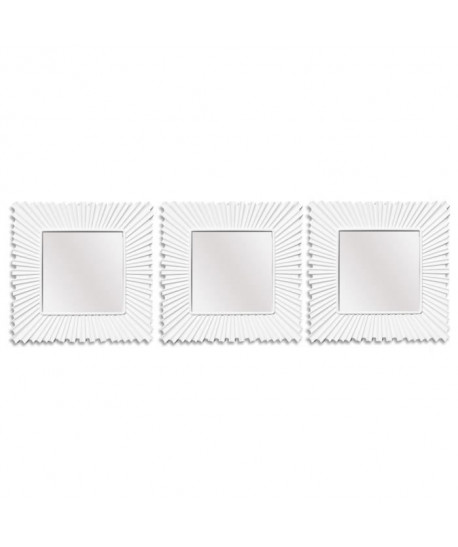 Lot de 3 miroirs carrés classiques  Blanc  25x25 cm