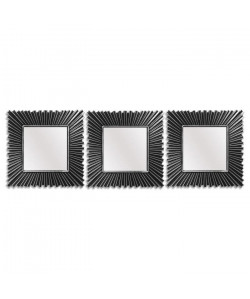 Lot de 3 miroirs carrés classiques  Noir  25x25 cm