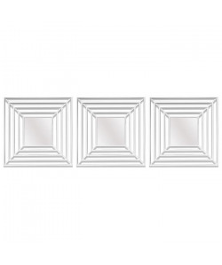 Lot de 3 miroirs carrés abstraits  Blanc  25x25 cm