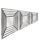 Lot de 3 miroirs carrés abstraits  Noir  25x25 cm