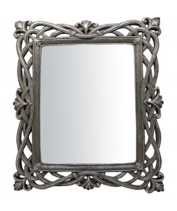 Miroir a poser et mural moderne en résine  31 x 36 x 2 cm  Finition argent antique