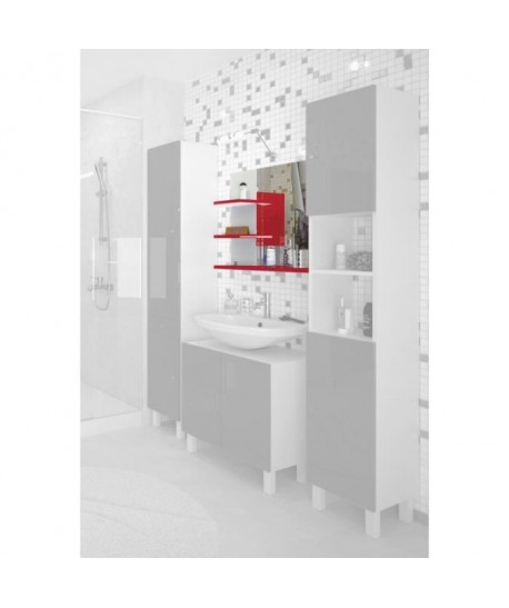 CORAIL Miroir de salle de bain L 60 cm  Rouge haute brillance