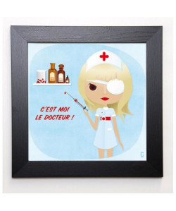 NOLF CÉCILE Image encadrée Nenette Docteur 37x37 cm Bleu