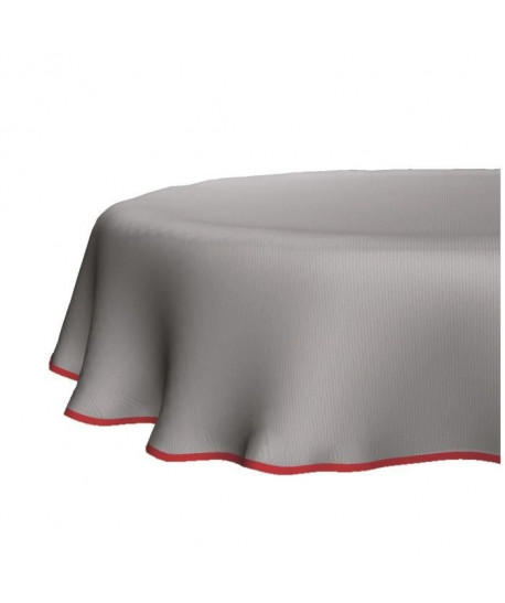 KLIMT Nappe coton enduit ovale 160x210cm finition biais rouge