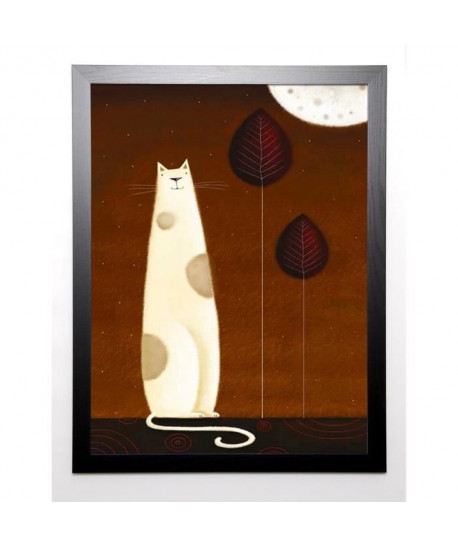 PARRY Image encadrée Feline and Two Leaves 67x87 cm Marron