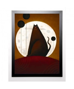 PARRY Image encadrée Cat and the Moon I 67x87 cm Marron